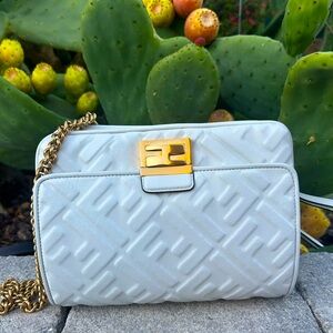 Fendi FF White Leather Handbag